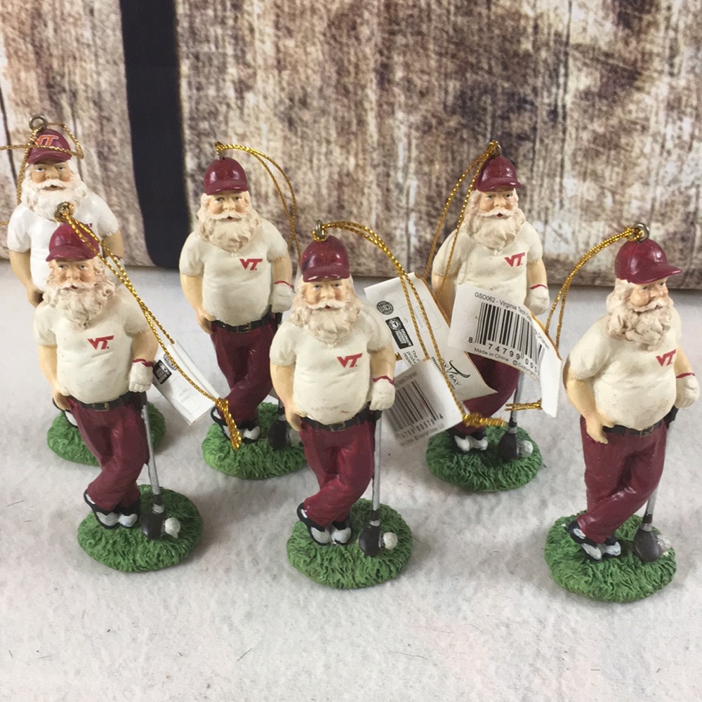 Six VT Santa Golfing Ornaments (AM)